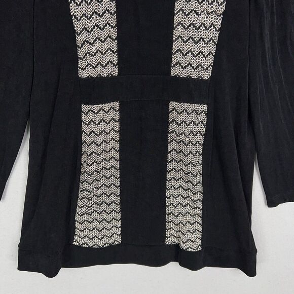 Chicos Travelers Jacket Womens 3 Black Metallic Chevron Open Boho Resort Evening - Picture 7 of 13